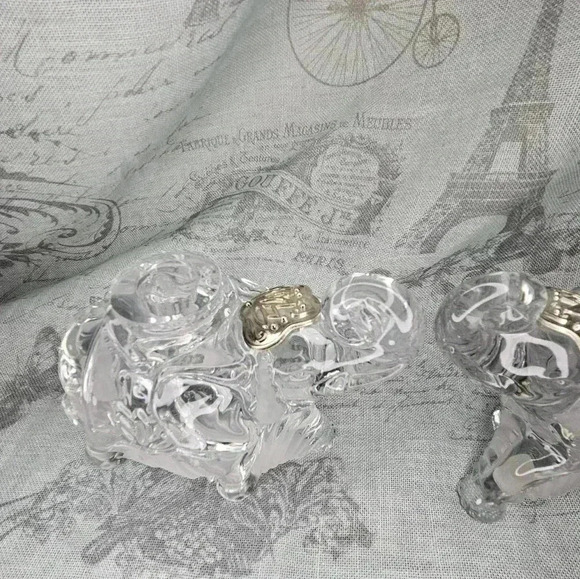 Pair of Lenox Crystal Elephant candle holders - Picture 3 of 5